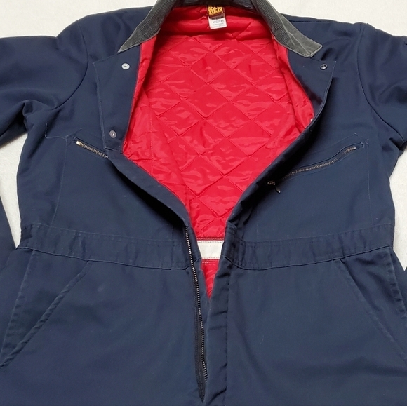 Vintage Wrangler Big Ben Navy Red Quilted Insulated Coveralls USA Made Medium - Picture 11 of 16